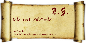 Nánai Zénó névjegykártya